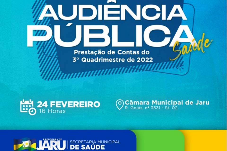 Audiência Pública para prestação de contas da saúde será no dia 24 de fevereiro