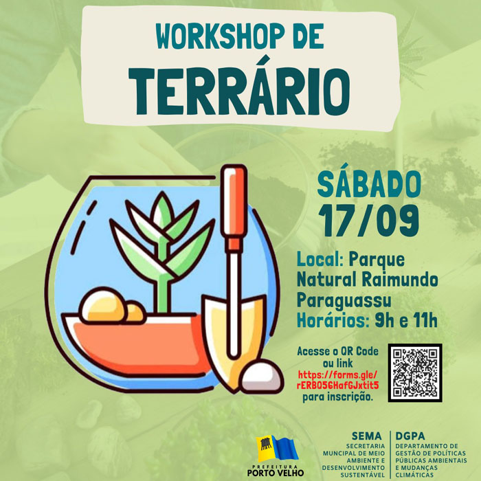 Semana da árvore terá workshop de terrário promovido pela Prefeitura de Porto Velho