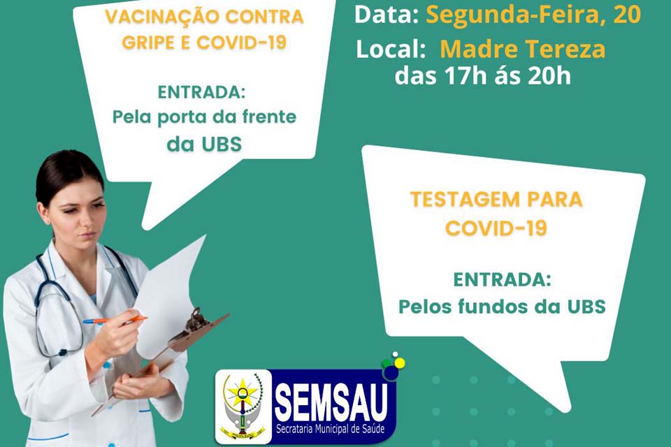 Prefeitura informa população sobre vacinação contra Gripe e Covid-19 e Testagem da Covid-19; confira