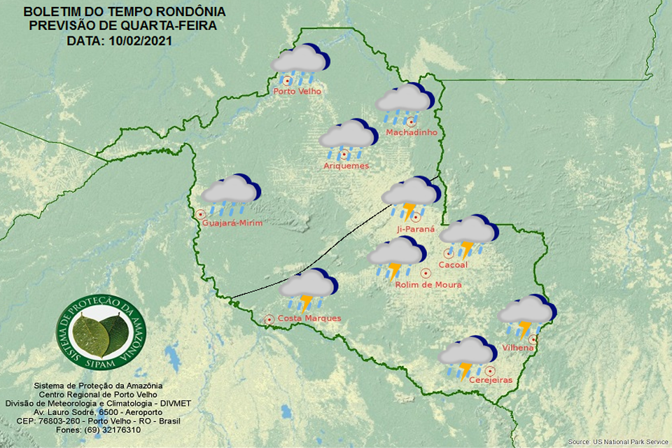 Confira a previsão do tempo para esta quarta-feira em Rondônia