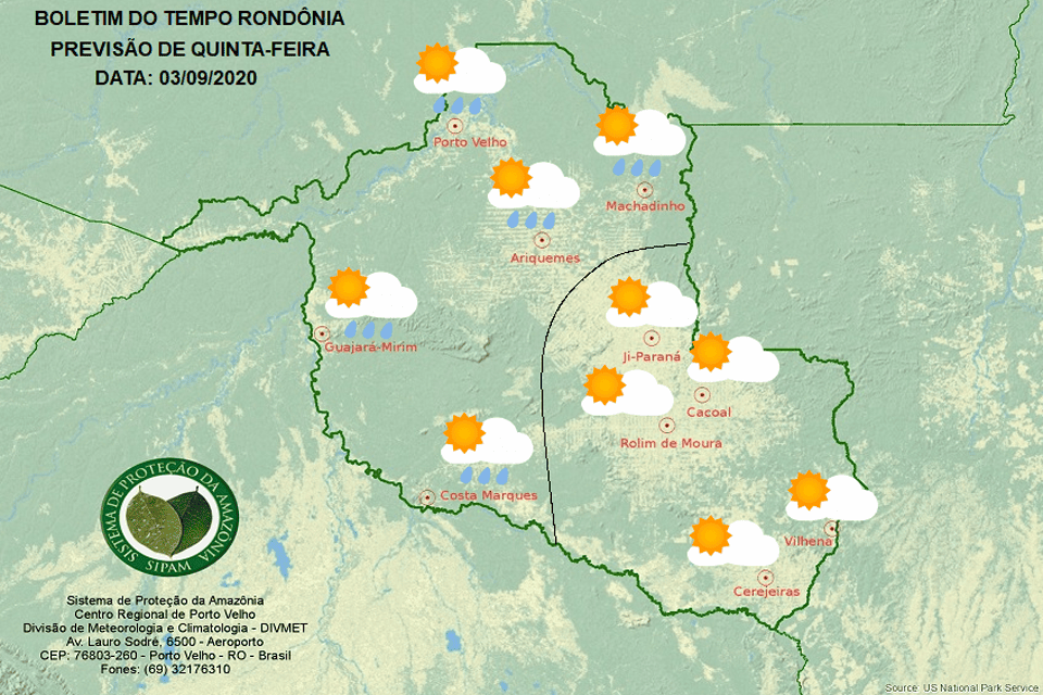 Confira a previsão do tempo para esta quinta-feira em Rondônia