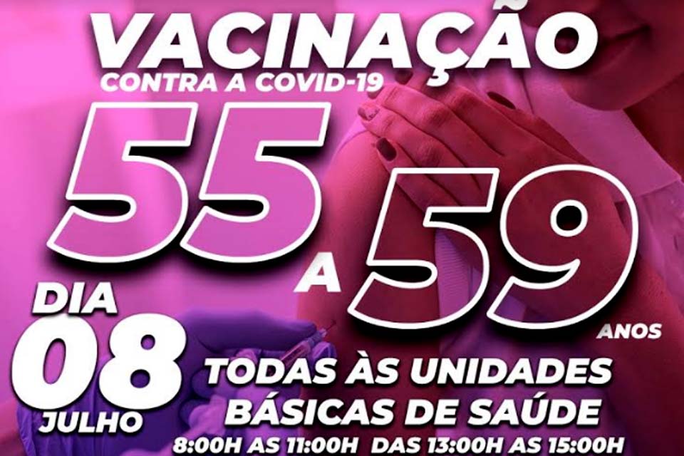 População de 55 a 59 anos do município será vacinada no próximo dia 8