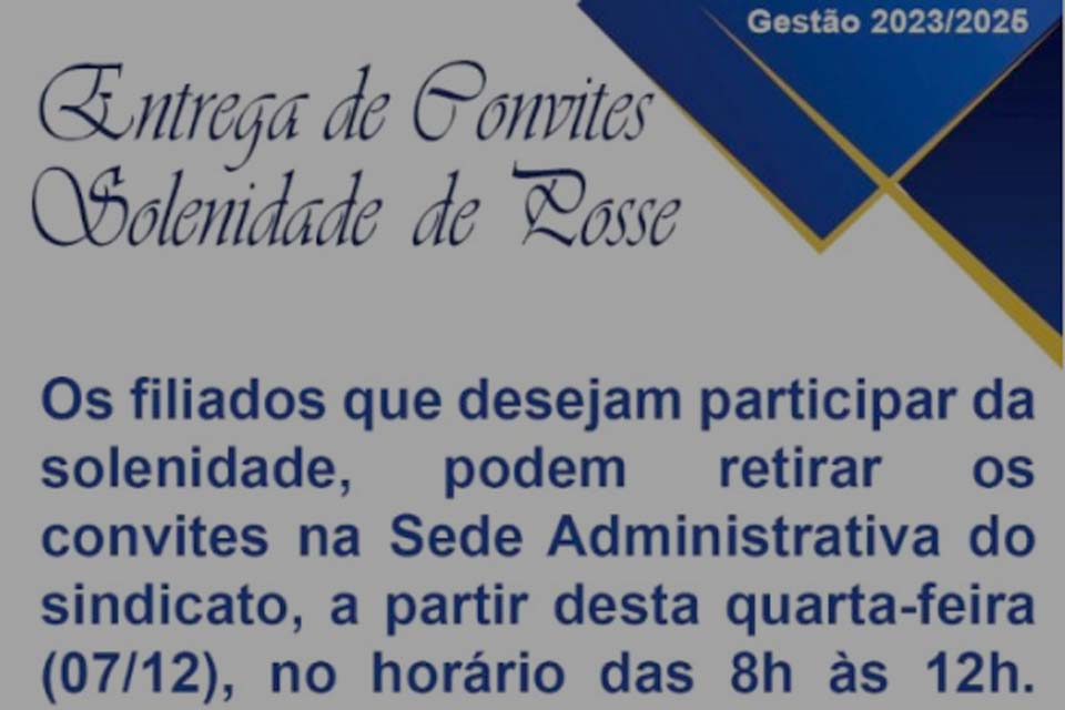 Sindicato dos Servidores Públicos Federais no Estado de Rondônia dará posse a nova gestão (2023-2025) em cerimônia no dia 17 de dezembro