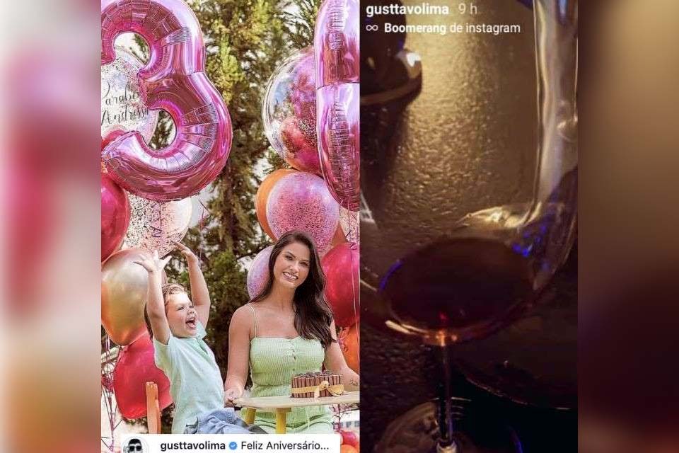 Após parabenizar Andressa Suita por aniversário, Gusttavo Lima posta taças de vinho e fãs suspeitam de comemoração a dois