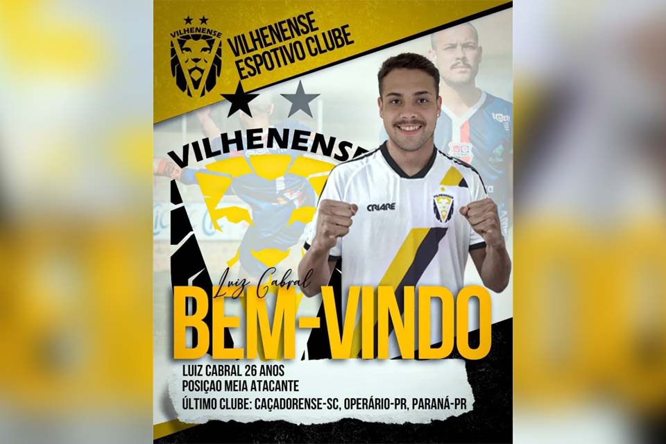 Mais um reforço, Vilhenense anuncia a contratação do meia Luiz Cabral