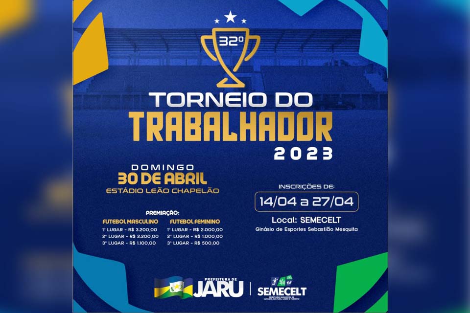 Última chance: Inscrições para o Torneio do Trabalhador em Jaru encerram na próxima sexta-feira