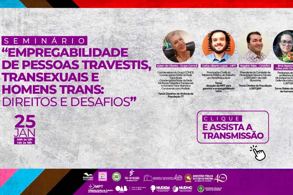 Seminário sobre empregabilidade da comunidade trans será transmitido ao vivo pela internet