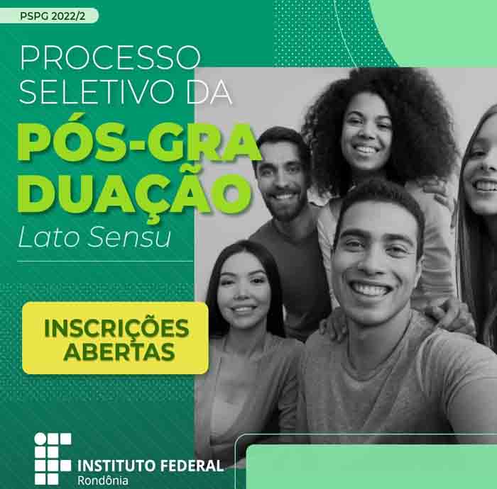 IFRO oferta 920 vagas para pós-graduações presenciais e a distância