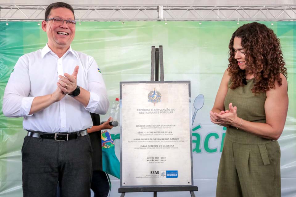 Governador Marcos Rocha e Secretária de Assistência Social Luana Rocha inauguram Restaurante Prato Fácil em Porto Velho