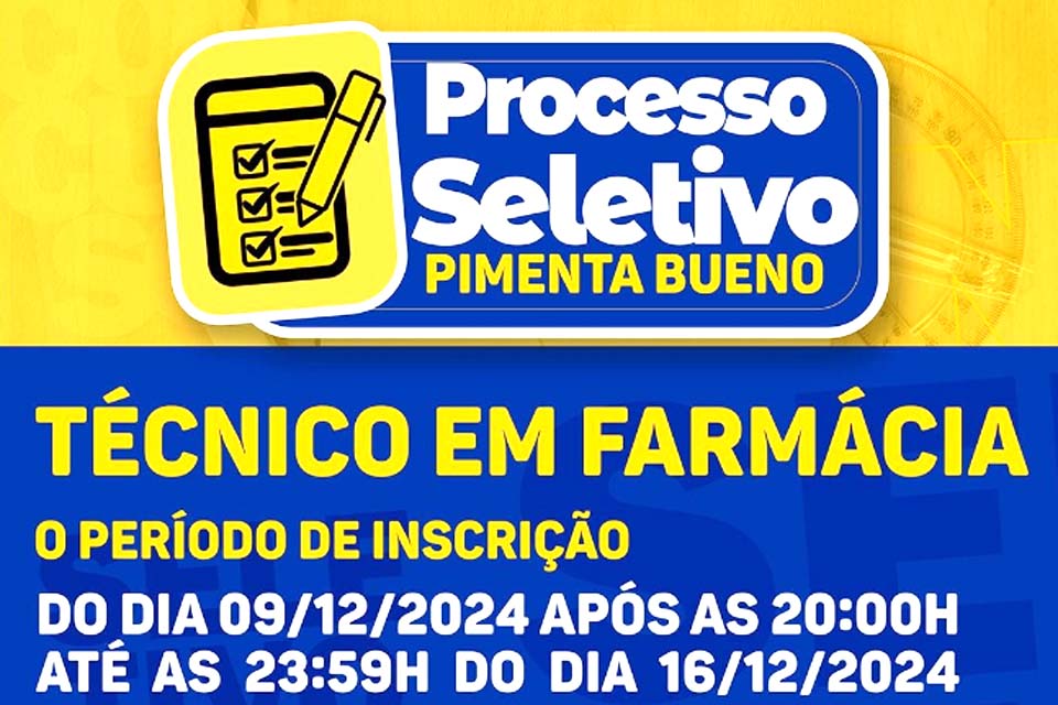 Prefeitura realiza Processo Seletivo Simplificado para a vaga de Técnico em Farmácia