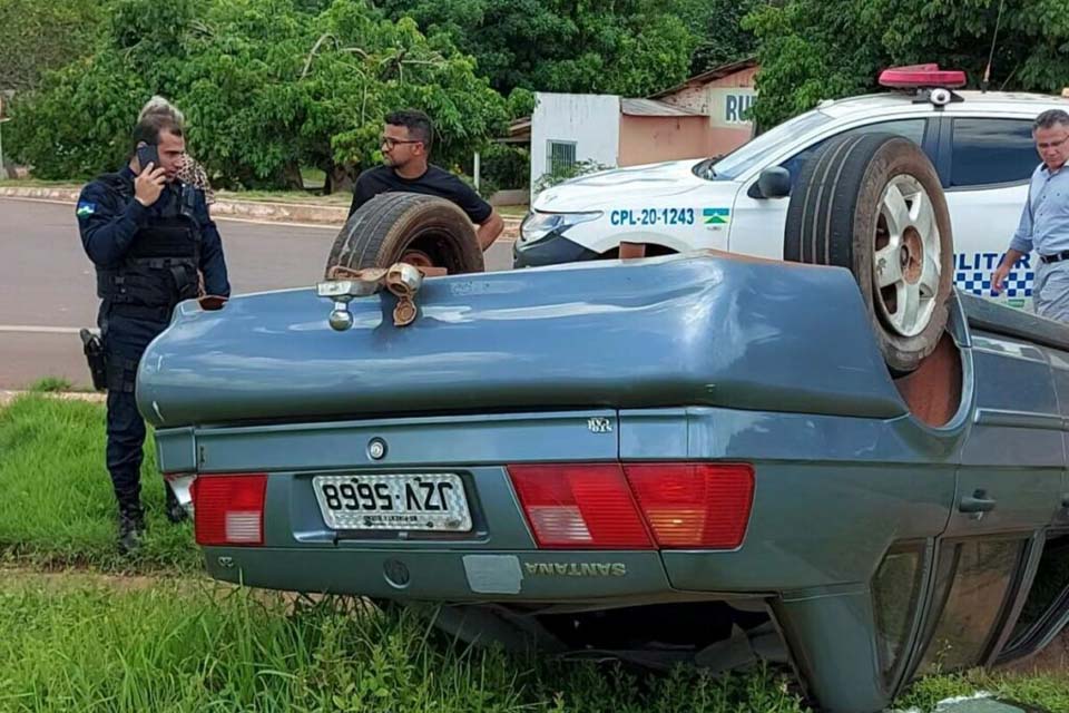 Bandidos invadem residência, furtam veículo e capotam na BR-364