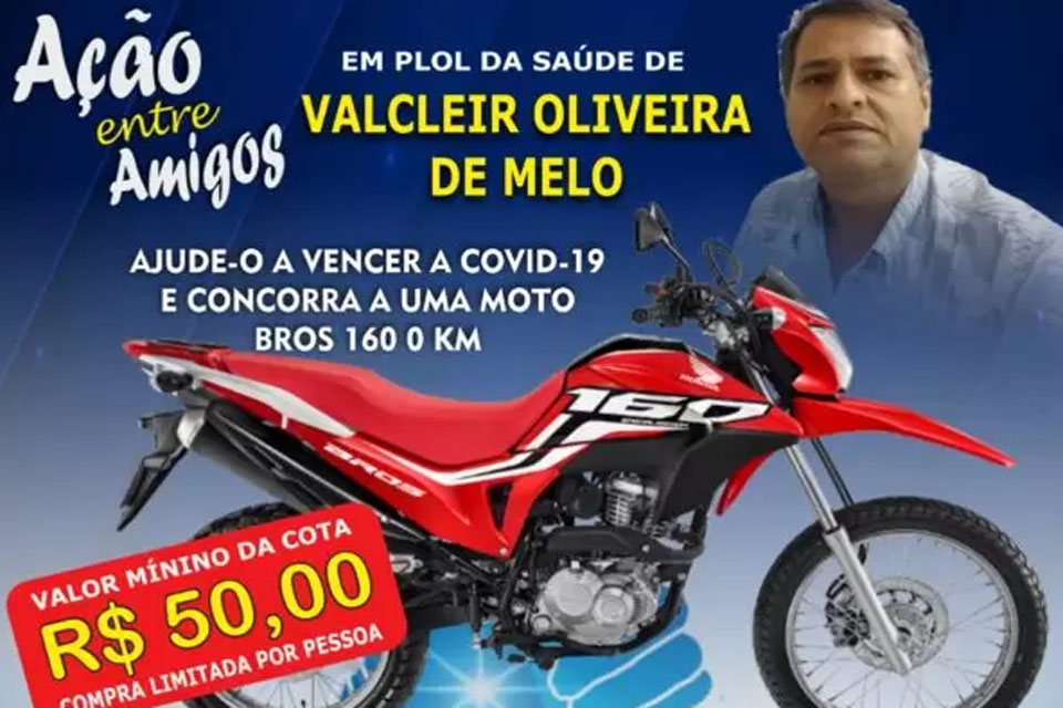 Filho organiza ação entre amigos e sorteia moto para custear despesas do pai que está em tratamento de covid em UTI de Cacoal