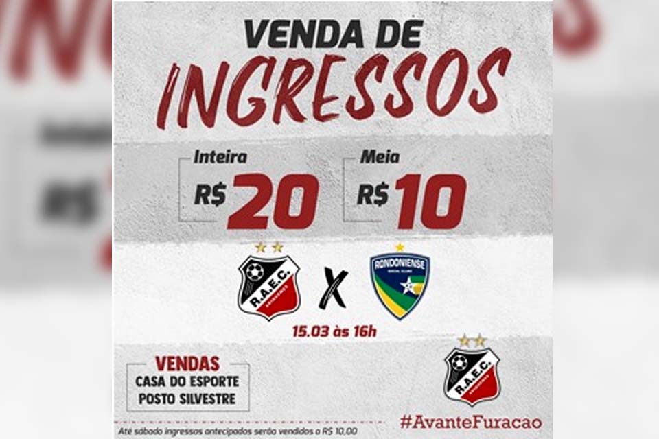 Real Ariquemes inicia venda de ingressos para jogo contra o Rondoniense