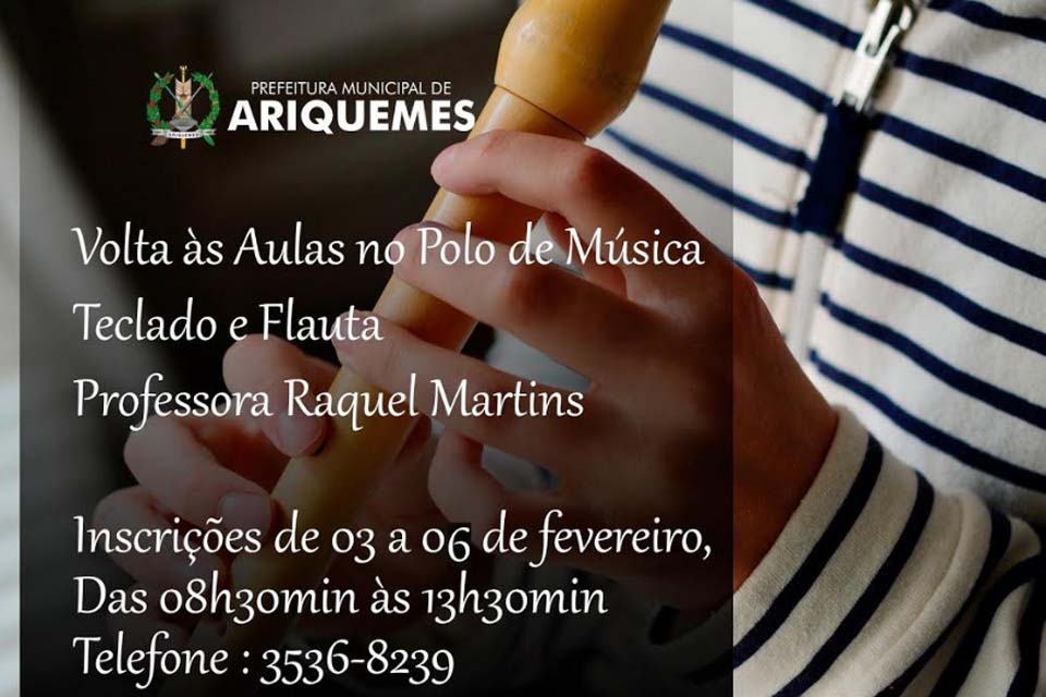 Inscrições abertas para as aulas de teclado e flauta no Polo de Música