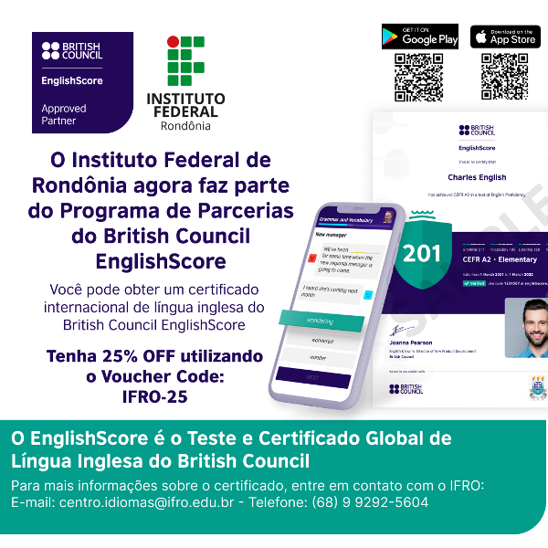 IFRO firma parceria internacional com o British Council para oferecer certificação de testes de proficiência em língua inglesa