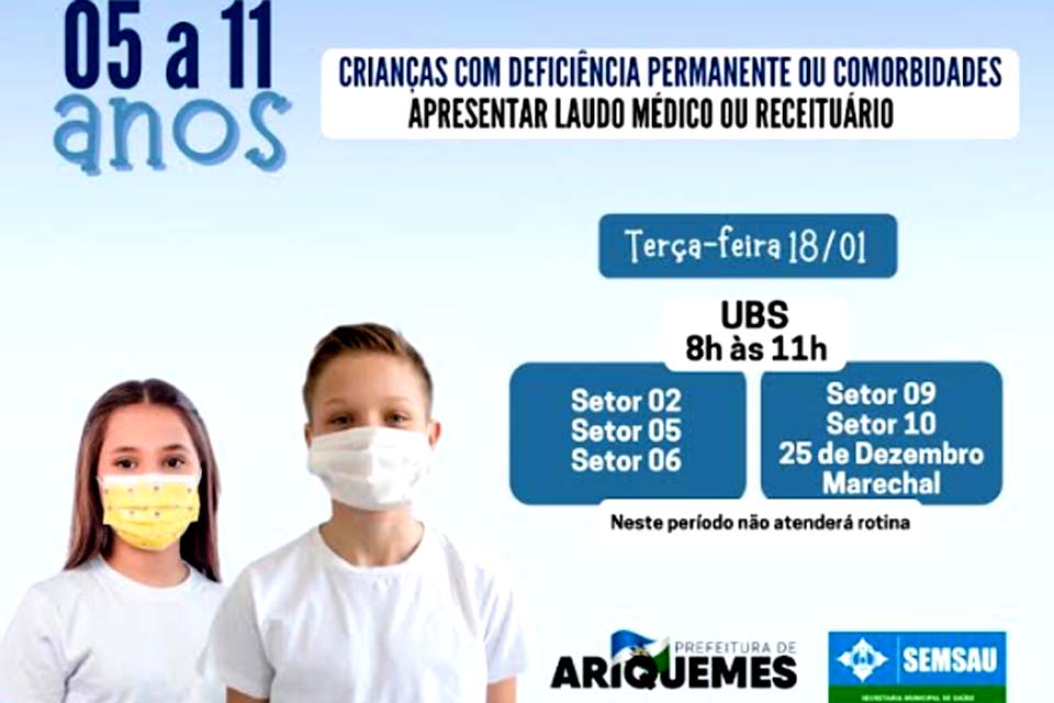 Município inicia campanha de vacinação infantil contra Covid-19