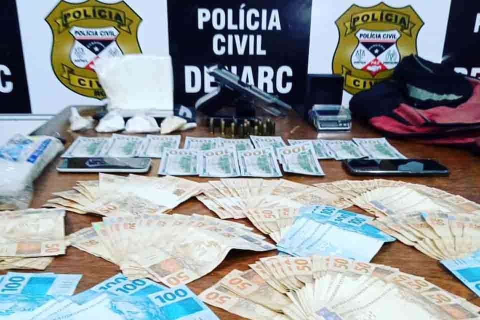  Polícia Civil prende traficante com cocaína, dinheiro, arma de fogo e munições