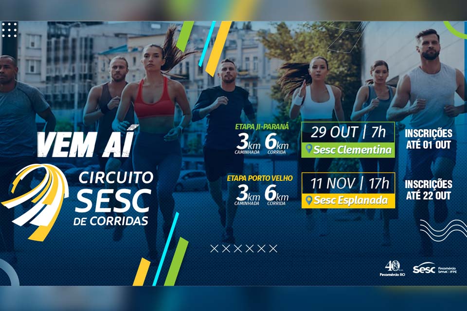 Circuito Sesc de corridas abre inscrições para etapas de Porto Velho e Ji-Paraná