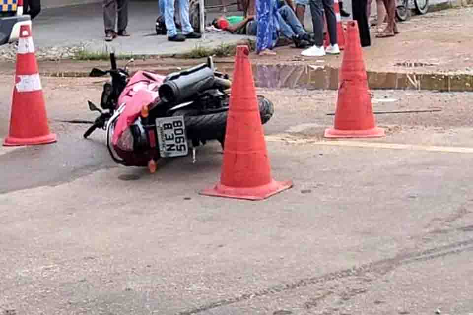 Motociclista fica ferido em colisão com carro em Ji-Paraná