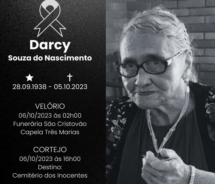 NOTA DE FALECIMENTO - Darcy Souza do Nascimento