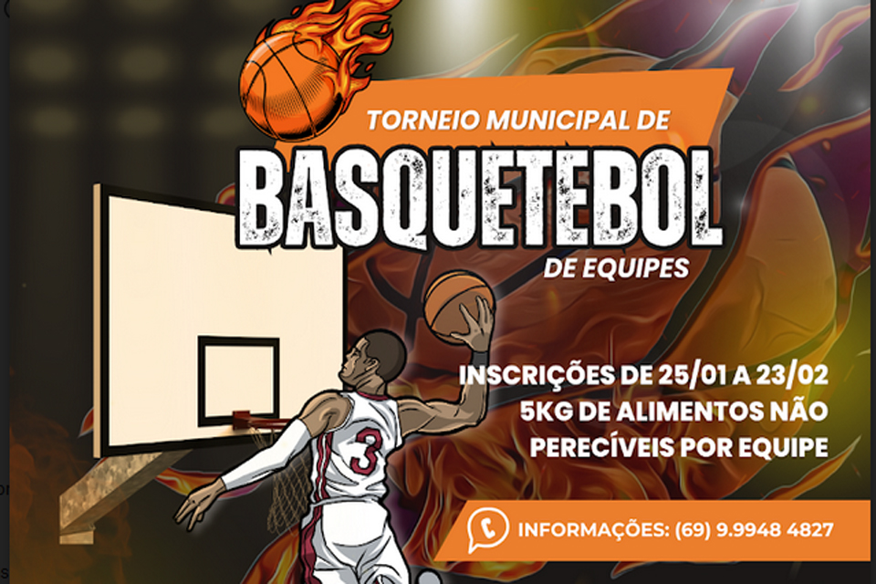 Prefeitura abre inscrições para o Torneio Municipal de Basquetebol - 2024