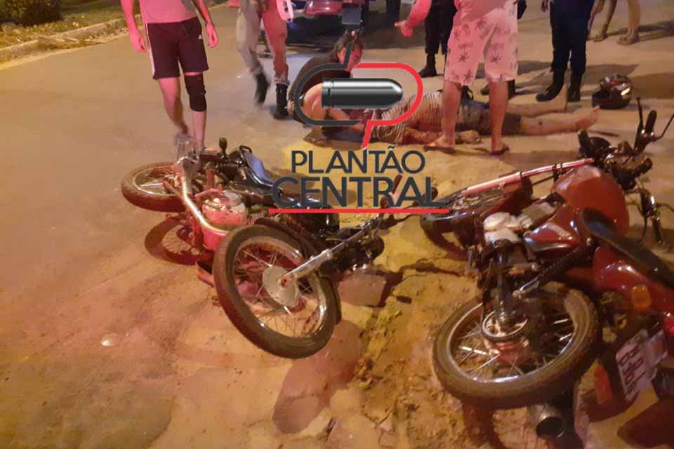 Motociclista é socorrido em estado grave após colisão entre motocicletas