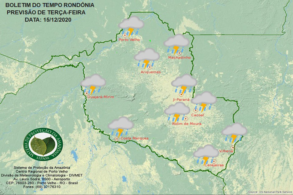 Confira a previsão do tempo para esta terça-feira em Rondônia