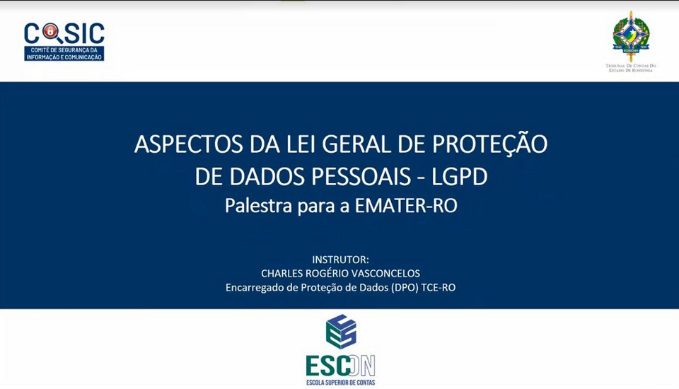 Servidores da Emater recebem orientações sobre a LGPD e Segurança da Informação em palestra ministrada pelo TCE-RO 