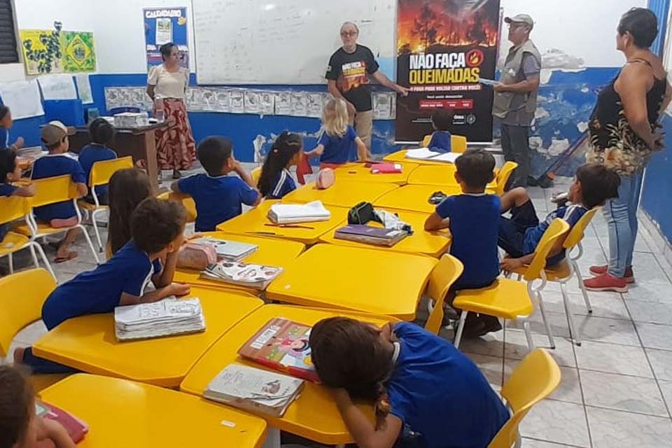 Palestras sobre crise hídrica e prevenção aos incêndios florestais são promovidas em escolas rurais de Machadinho do Oeste