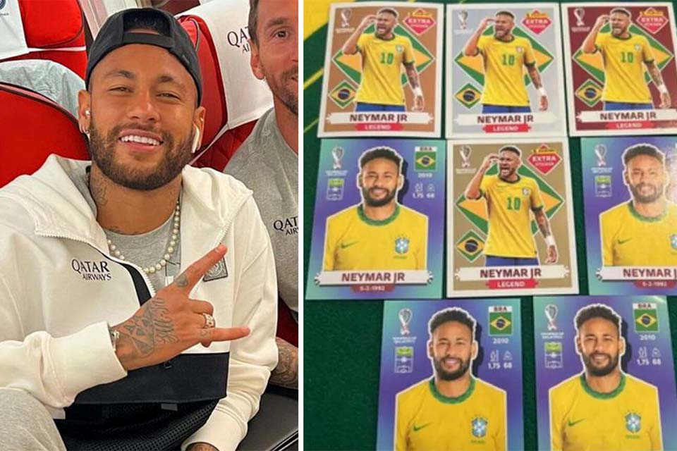 FOTO: Neymar 'ostenta' figurinhas raras dele mesmo no álbum da