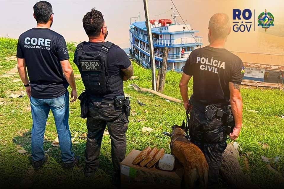  Polícia Civil de Rondônia apreende de 4kg de skank em embarcação