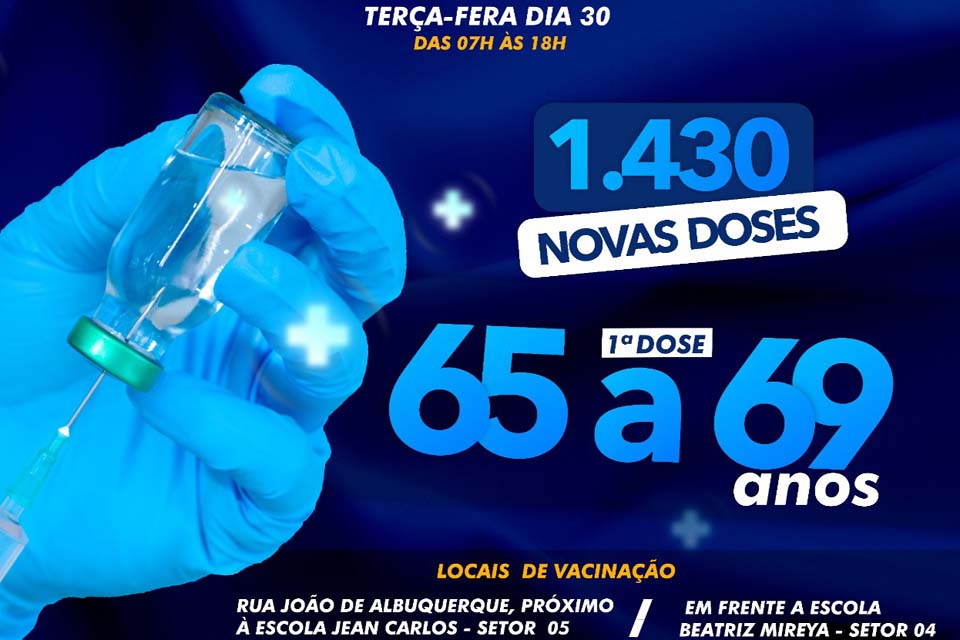 Idosos entre 65 e 69 anos de idade completos começaram a ser imunizados no município