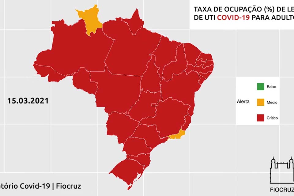 COVID-19 – Rondônia é o terceiro pior estado do Brasil em ocupações de UTI, aponta Fiocruz