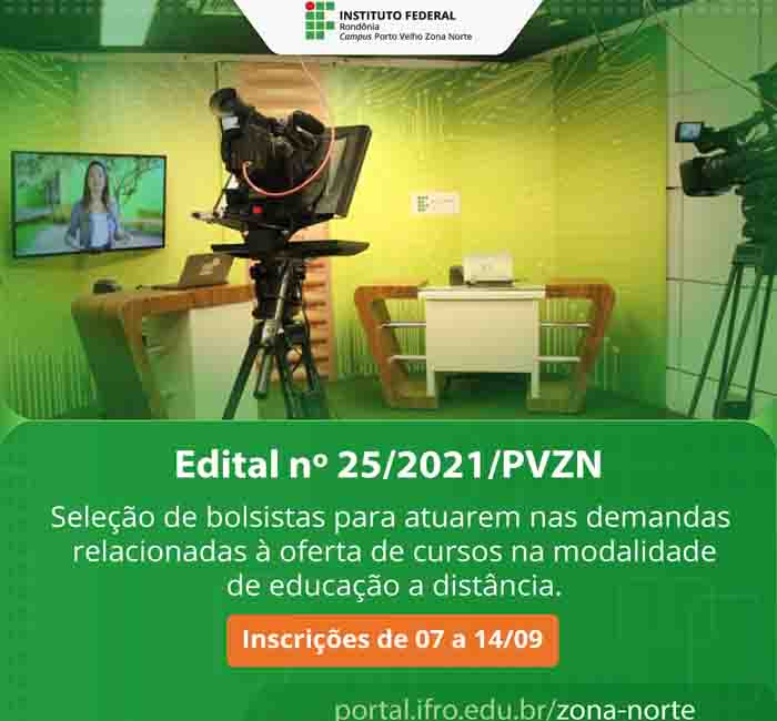 Campus Porto Velho Zona Norte seleciona bolsistas para atuarem nas demandas relacionadas à oferta de cursos EaD