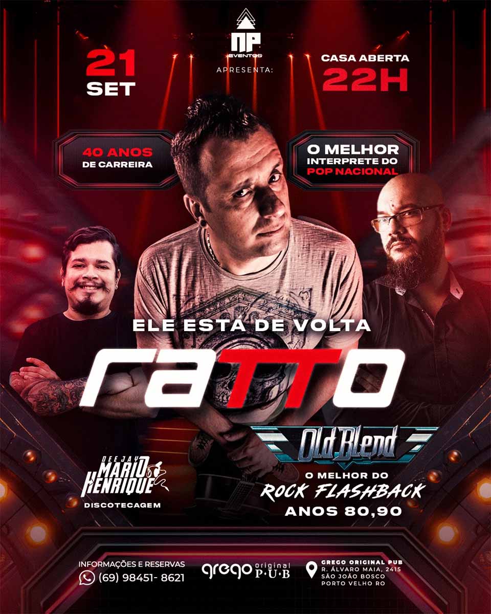 Ratto traz o melhor do pop rock nacional em noite especial no Grego Original Pub