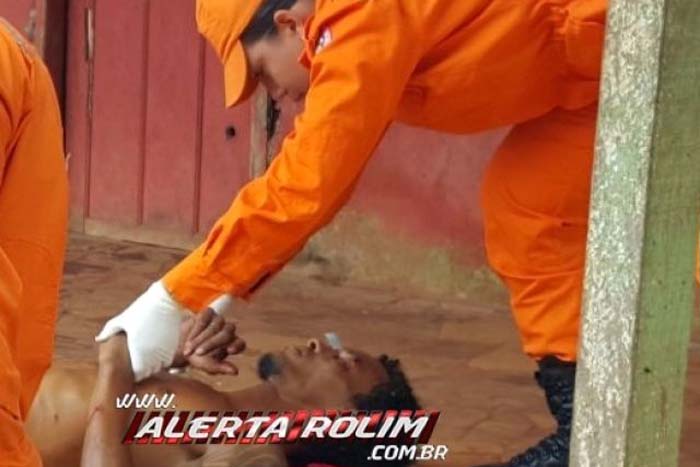 Rolim de Moura - homem sofre tentativa de homicídio e tem faca cravada no nariz