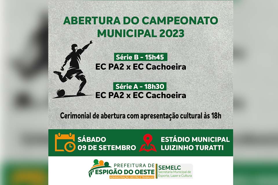 Abertura do Campeonato Municipal de Futebol acontecerá no próximo sábado,09