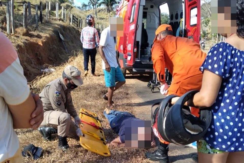 Motociclista fica ferido em acidente na RO-464 em Jaru