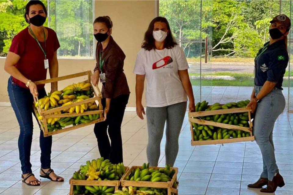 Produtores rurais doam alimentos para serem distribuídos a famílias de baixa renda