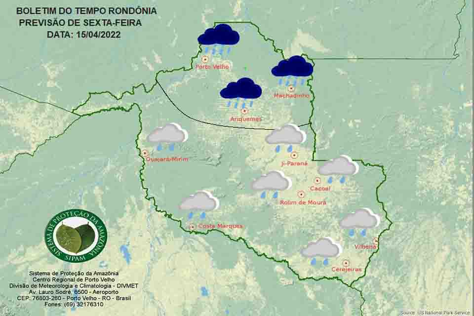 Confira a previsão do tempo para esta sexta-feira em Rondônia