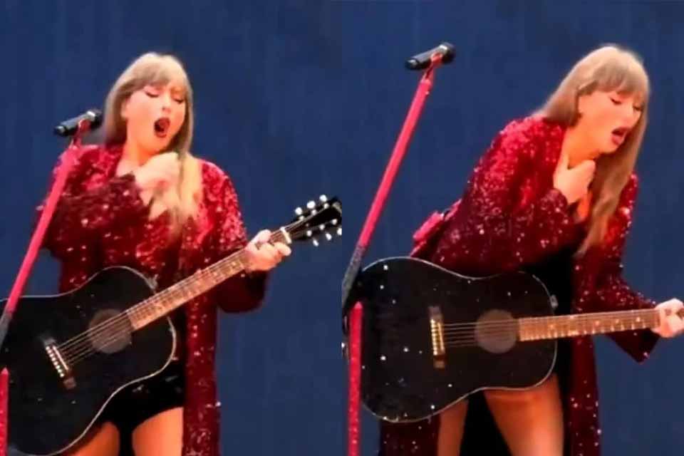 Taylor Swift engole inseto e engasga durante Show em Londres; Vídeo
