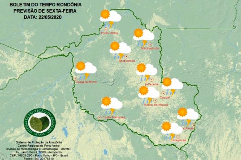 Confira a previsão do tempo para esta sexta-feira em Rondônia