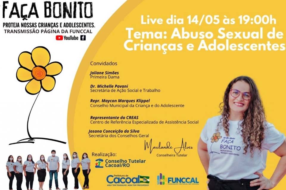 Conselho Tutelar de Cacoal fará live nessa sexta feira com o tema: Abuso Sexual de Crianças e Adolescentes