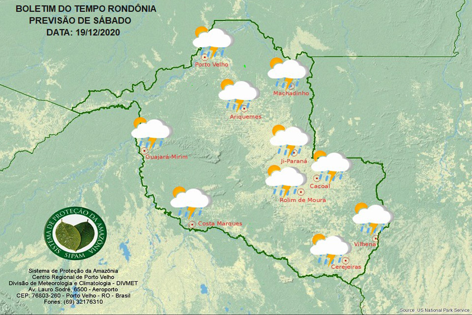 Confira a previsão do tempo para  este sábado em Rondônia