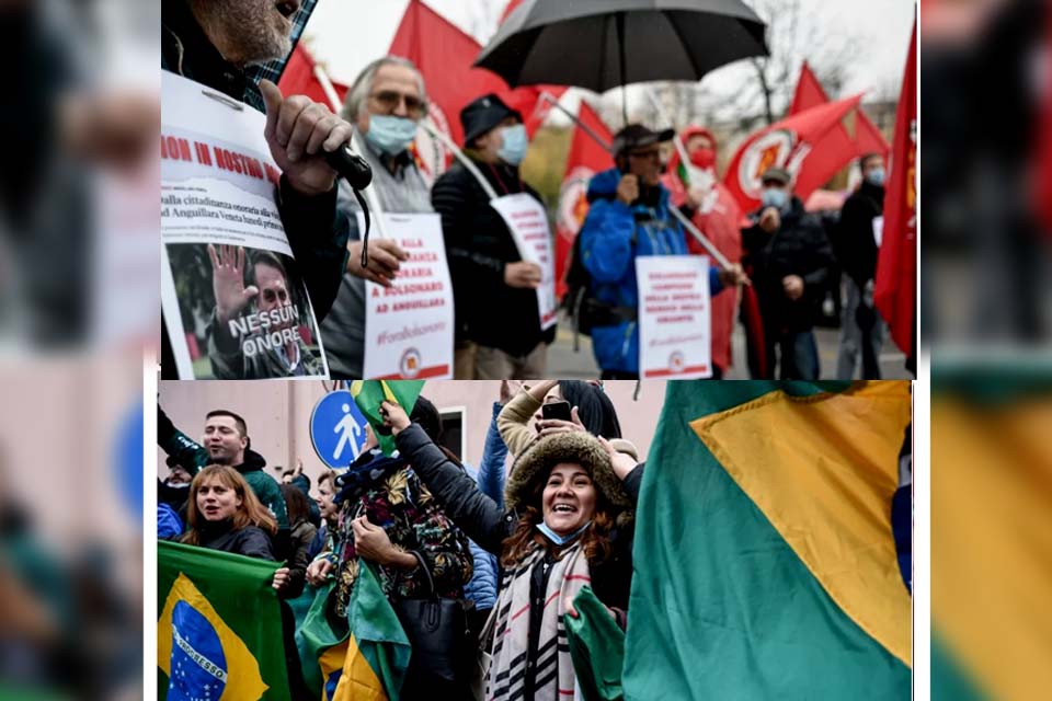 Bolsonaro é recebido em cidade italiana com manifestações contra e a favor