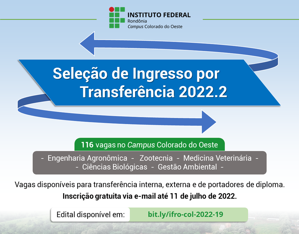 Campus Colorado do Oeste abre inscrições para ingresso por transferência