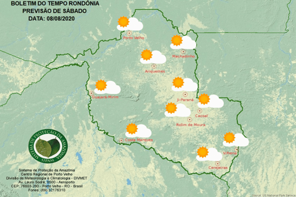 Confira a previsão do tempo para  este sábado em Rondônia