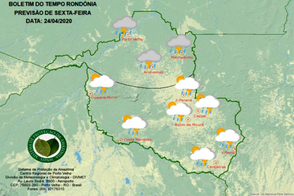 Confira a previsão do tempo para esta sexta-feira em Rondônia