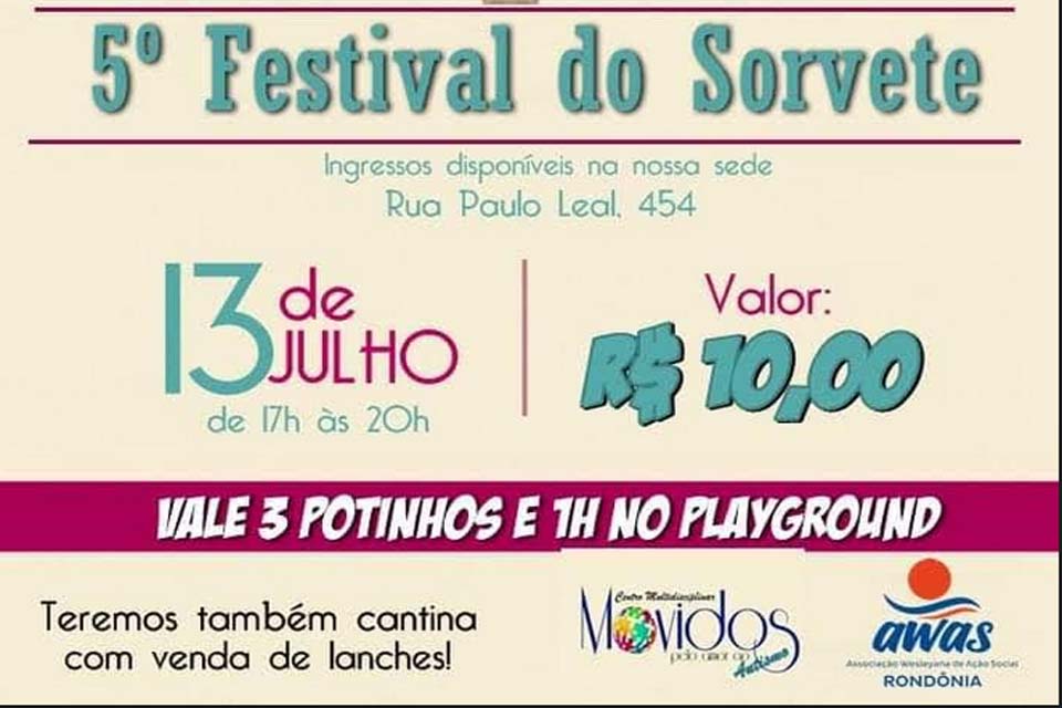 Festival de Sorvetes em prol do autismo acontece neste sábado em Porto Velho