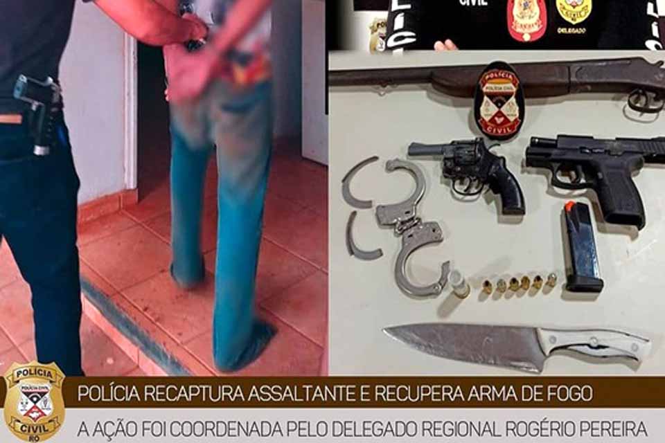 Polícia Civil recaptura foragido e recupera pistola em Guajará-Mirim 